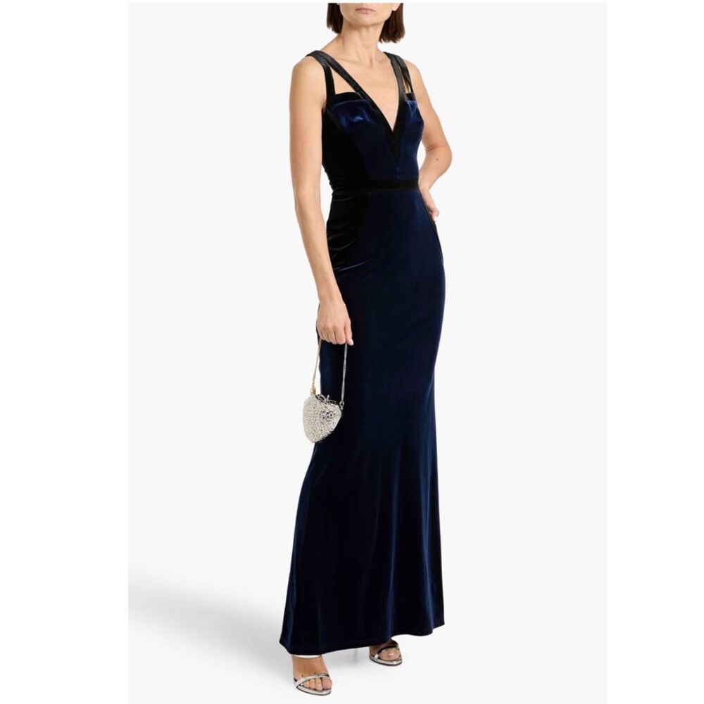 NWT MARCHESA NOTTE Two-tone velvet gown Navy/Black Size 12